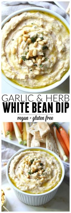 garlic and herb white bean dip in a bowl