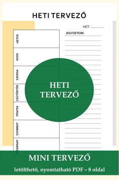 a green circle with the words mini tervezo written on it and in spanish