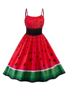 Red 1950s Watermelon Patchwork Dress – Retro Stage - Chic Vintage Dresses and Accessories Watermelon Dress, Watermelon Print, Vintage Black Dress, Vintage 1950s Dresses, Ball Gowns Prom, Crewneck Dress, 1950s Dress, Patchwork Dress, Moda Vintage