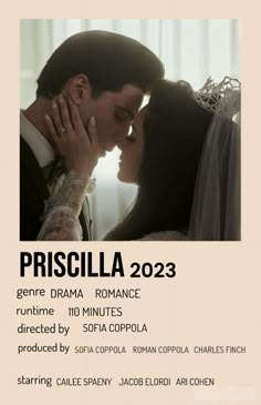 a poster for the upcoming film, prisclla 2012 with an image of two people kissing