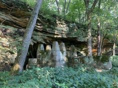 some very big rocks in the woods