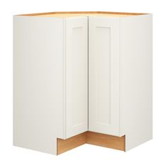 a corner cabinet with two doors on each side