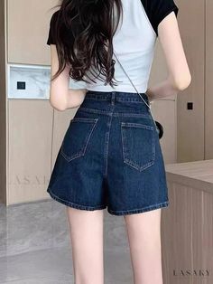 Lasaky - High-Waisted Denim Mini Skirt: Loose Fit A-Line Silhouette for Pear-Shaped Figures Denim Mini, Denim Mini Skirt, Types Of Skirts, High Waisted Denim, Olivia Mark, Pear Shaped, Mini Skirt, Pear, A Line