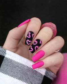 Fancy Nails Designs, Gel Nails Diy, Cute Acrylic Nail Designs, Her Nails, Neon Nails, Heart Nails, Best Acrylic Nails