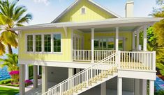 this is an artist's rendering of a house with stairs leading up to the second floor