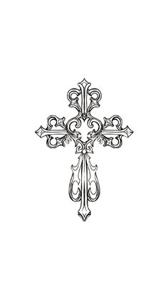 the cross is drawn in black and white