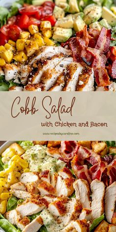 cobb salad with chicken and bacon in a bowl