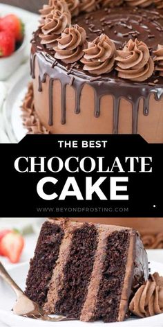 the best chocolate cake with chocolate frosting on top