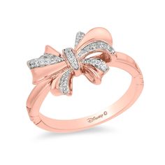 Disney Snow White Inspired Bow Diamond Ring 1/10 CTTW View 1 Enchanted Disney, Enchanted Disney Fine Jewelry, Disney Fine Jewelry, Disney Snow White, Bow Ring, White Bow, Enchanted, Snow White, Diamond Ring