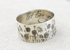 Handwriting Ring, Ring Inspiration, Mixed Metal Rings, Female Jewelry, Bohemian Handmade, Personalized Ring, Floral Ring, Thumb Ring, Ranunculus