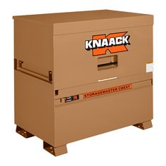 a brown box with an orange knack sticker on the front and bottom