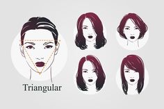 Triangle Haircut, Inverted Triangle Face Shape, Face Shape Chart, Heart Shape Face, Triangle Face Shape, Oblong Face Shape, Facial Shapes, Haircut For Face Shape, Shape Chart