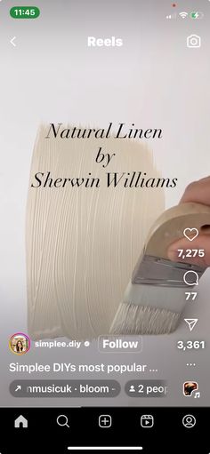 someone is using a brush to paint the wall in their house with natural linen by sheryln williams