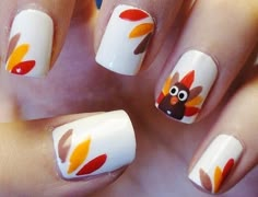 Nail Art Blanc, Nail Art Bleu, Nail Art Halloween, Crazy Nail Art, Thanksgiving Nail, Halloween Nails Easy