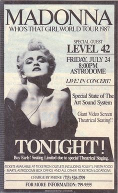 the poster for madonna's concert at the hollywood theatre, which features marilyn monroe