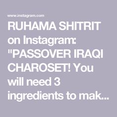 the text reads, ruhmaa shirtt on instagramr passover iraq chariot you will need 3 ingredients to make