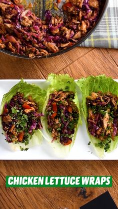 lettuce wraps with chicken and vegetables in them