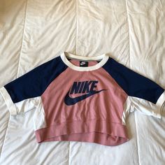 Nwot Never Used Blush Pink/ Blue Semi Crop Top Trendy Pink Nike Tops, Semi Crop Top, Nike Top, Tops Nike, Nike Blue, Nike Tops, Blush Pink, Pink Blue, Nike Women