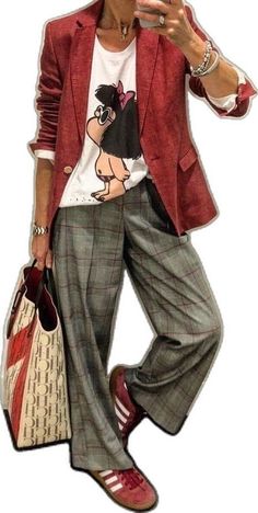 Vetement Hippie Chic, Mode Casual, Looks Street Style, Plaid Pants, 가을 패션, Outfits Casuales, Look Fashion