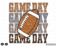 a football game day shirt with the words game day and an image of a football on it