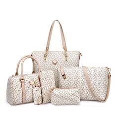 PRICES MAY VARY. Handbags Material: High Quality PU leather handbags shoulder tote bags; Neat stitching on the handbag, High quality zipper, Excellent workmanship. Durable and Fashionable Bag Set Dimension: Tote dimension: 30*13*30(L*W*H) / 11.8*5.1*11.8 inch; Small Tote dimension: 27*13*18 cm(L*W*H) / 10.6*5.1*7.1 inch; Shoulder Bag: 28*10*19 cm(L*W*H) / 11.0*3.9*7.4 inch (L*W*H); Purse: 18x2x10cm(L*W*H) / 7.1*0.7*3.9 inch(L*W*H). Handbag: 16*7*8 cm/(L*W*H) 6.3*2.7*3.1 inch; Card Holder: 11*1 * Tas Bahu, Mothers Bag, Cream Bags, Beg Tangan, Pouch Purse, Leather Tote Purse, Handbags And Purses, Vegan Leather Bag, Cheap Handbags