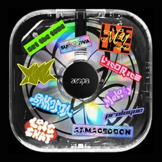 the cd case has many different stickers on it