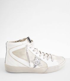 Shu Shop Passion High Top Sneaker - Cream/White US 7-1/2, Women's White Pieced faux leather glitter star lace-up sneaker Side zip detail Cushioned footbed. Man made and textile materials.. WOMEN'S SHOE SIZE CONVERSION CHART US 5 5.5 6 6.5 7 7.5 8 8.5 9 9.5 10 11 12 EU 35-36 36 36-37 37 37-38 38 38-39 39 39-40 40 40-41 41-42 42-43 UK 3 3.5 4 4.5 5 5.5 6 6.5 7 7.5 8 9 10 *Conversion sizes may vary. Available in whole and half sizes. Apparel & Accessories > Shoes Luxury Women's High-top Sneakers With Abzorb Midsole, Cute High Tops, Nice Shoes Women, Shu Shop Sneakers Outfit, Trendy Pink High-top Sneakers, White High-top Sneakers With Laces, Cute Everyday Shoes, White High-top Sneakers With Studded Outsoles, Rush Shoes