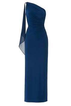 Classy Winter Dress Formal, Ralph Lauren Evening Dress, Ralph Lauren Formal Dresses, Formal Dresses Blue Long, Ralph Lauren Blue Dress, Ralph Lauren Dresses Classy, Fancy Dresses Blue, Off Shoulder Dress Formal Classy, Navy Blue Dress Outfit Wedding