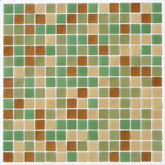 a green and brown mosaic tile pattern