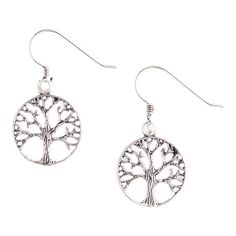 A universal symbol uniting the earth and divine powers spanning continents, cultures and religions - our tree of life earrings radiate positive global energy. A World Market customer favorite, these silver-finished drop earrings are a subtle, spiritual accent for any ensemble. Tree Of Life Earrings, Silver Tree, World Market, Boutique Jewelry, Tree Of Life, The Earth, Drop Earrings, Energy, Silver