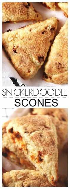 some food that is sitting on top of a paper towel with the words snickkerboodlele scones in it