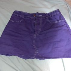 Stitched Purple Skirt High Waist Purple Casual Skirt, Casual Purple Mini Length Bottoms, High Waist Casual Purple Skirt, Casual Purple Cotton Skort, Casual High Waist Purple Skirt, Trendy Purple Cotton Skirt, Casual Purple Mini Skirt, Casual Purple Skirt With Pockets, Casual Purple Lined Skort