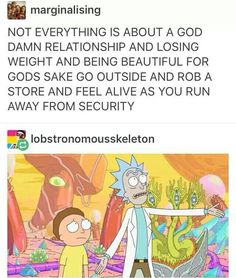 an image of cartoon characters with caption that reads, not everything is about a god damn