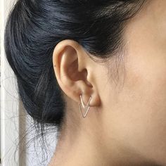 Double Piercing Two Hole Earring Suspender Earrings, Second Hole Earrings, Herkimer Diamond Earrings, Double Piercing, Ear Crawler, Chevron Earrings, Minimal Earrings, Hammered Earrings, Ear Jacket