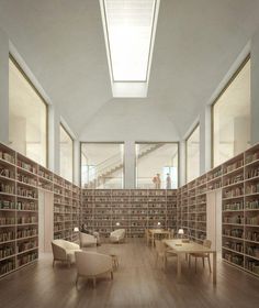 an empty library filled with lots of books