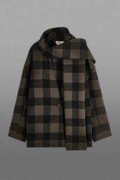 COS Atelier Scarf Jacket, Checked Jacket, Grey Coat, Natural Fibres, Women's Jackets, Knitwear Men, Now And Forever, Changing Seasons, Wool Scarf