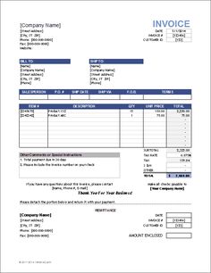 an invoice form for purchase or service