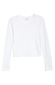 Be classically cool in this cropped long sleeve T-shirt crafted from soft organic cotton. Crewneck Long sleeves 100% organic cotton Machine wash, line dry Imported Organic Cotton Long Sleeve Tops For Loungewear, Casual Long Sleeve Cropped T-shirt For Spring, Trendy Long Sleeve Cropped Cotton T-shirt, Organic Cotton Long Sleeve Spring Tops, Organic Cotton Long Sleeve Tops For Spring, Long Sleeve Organic Cotton Tops For Spring, Spring Long Sleeve Organic Cotton Tops, Fitted Organic Cotton Top For Fall, Organic Cotton Long Sleeve Tops For Layering