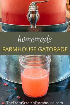 homemade farmhouse gatorade in a jar with text overlay