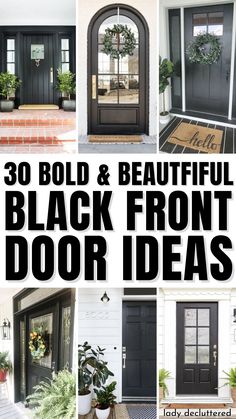 Celebrity Home Tours Front Elevation Stars Live in Style || Most Extravagant Celebrity Mansions Front Door Styling Ideas, Black Door Wreath Ideas, Back Door Design Ideas, Black Front Door Porch Ideas, Front Porch Ideas With Black Door, Black Front Door White Windows, Black Front Door And Trim, Best Black Front Door Paint Colors, Black Front Door With Brass Hardware