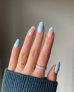 Unghie Sfumate, Nagel Tips, Smink Inspiration, Fake Nails With Glue, Classy Nails, Nail Arts, Artificial Nails, Blue Nails, Nail Manicure