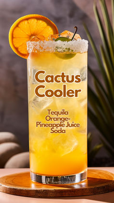 Cactus Cooler Tequila Fruity Drinks, Tennessee Whiskey Cocktails, Western Drinks Ideas, Mixed Drinks With Tequila, Drinks With Tequila, Patron Drinks, Cactus Cooler, Vodka Collins