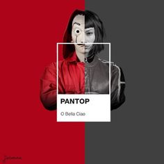 a woman with her face painted like a man in a red hoodie and the words pantop