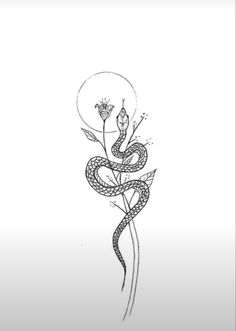 a drawing of a snake on a flower