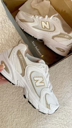 N Balance Shoes, Gold New Balance, Pretty Sneakers, Trendy Shoes Sneakers, Pretty Shoes Sneakers, Shoes Outfit Fashion, Cute Nike Shoes, Fresh Shoes, Cute Sneakers