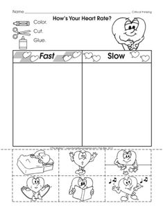 a printable worksheet for children to learn how to read the heart rate