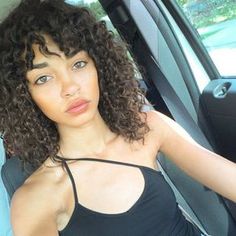 Achieve a feminine + fun look by styling your curls into bangs. Shoulder Length Curly Hair, Hair Frizz, Curly Hair Inspiration, Hair Photo, Hair Dos