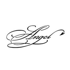 the word angel written in cursive handwriting