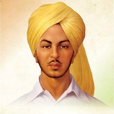 a man with a yellow turban on top of his head and wearing a white shirt