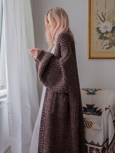 Rib-knit Cardigan With Pockets. Maxi Coat With Long Sleeves. Lounge Chunky Knit. Oversized Ribbed Sweater - Etsy